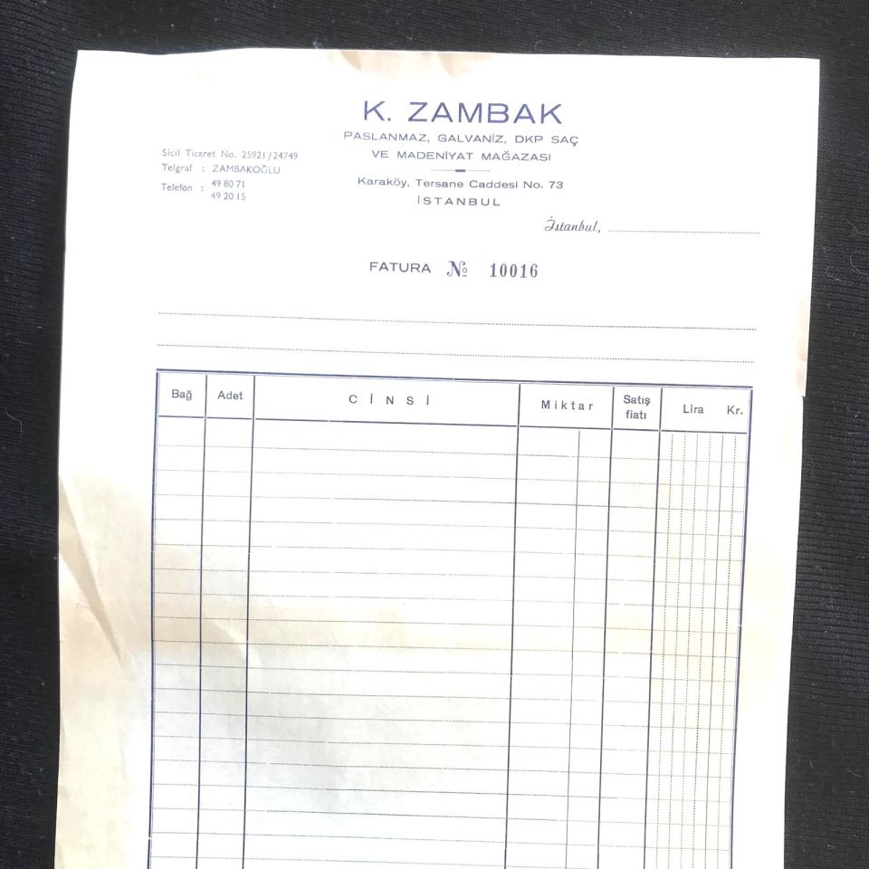 K. ZAMBAK - Paslanmaz, galvaniz, dkp / Fatura