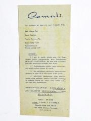 Cemali mağazası. Beyoğlu - Movado saatleri tamir fişi- Efemera
