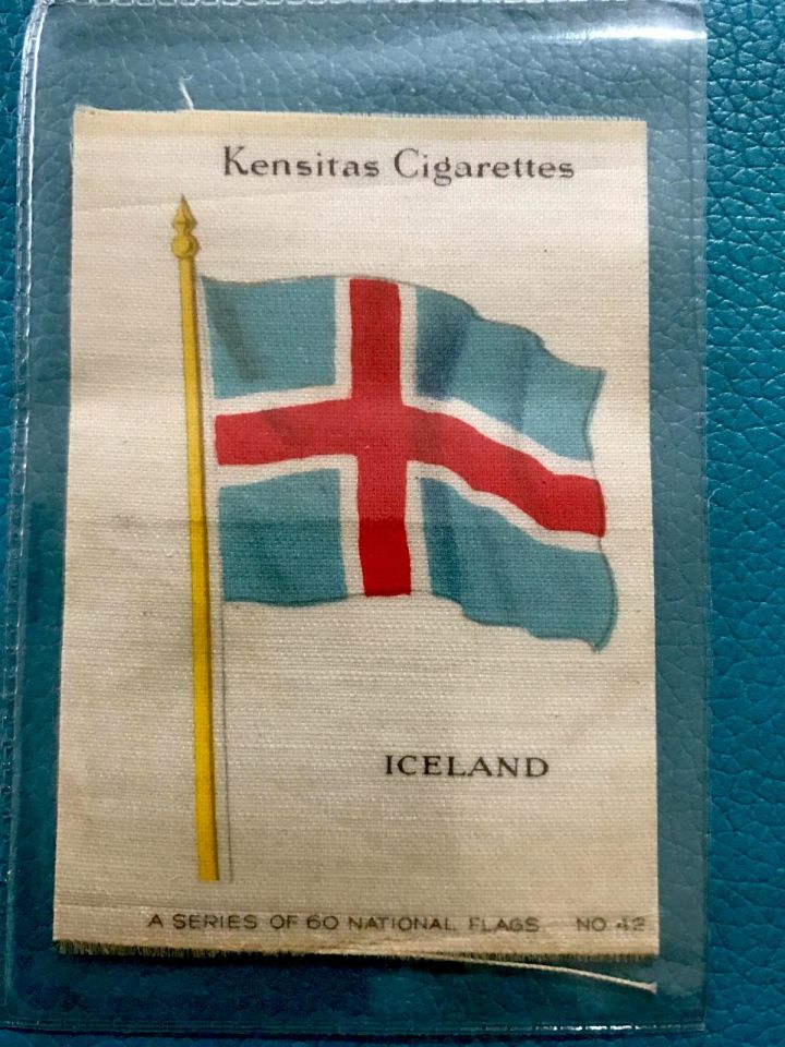 İzlanda - İpek bayrak / Kensitas Cigarettes - Iceland / 5.5x7.5
