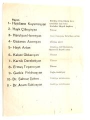 Ermenilere ait seçim listesi / Kuyumcuyan, Çilingiryan, horenyan vs. - Efemera