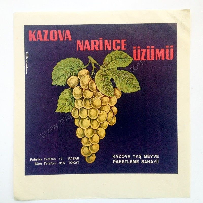 Kazova Narince Üzümü * Cemal Nadir Güler çizimi - 23x25 Etiket