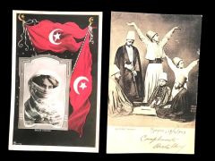 Türk kadını ve İzmir'de Dervişler - Levant Koleksiyon 2 adet kartpostal