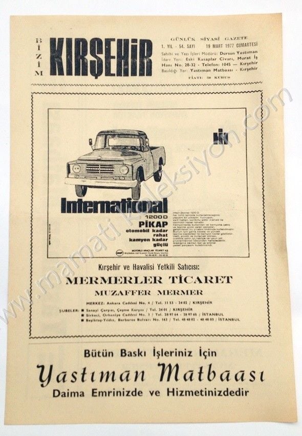 Bizim Kırşehir gazetesi, 19 Mart 1977, Sayı:54