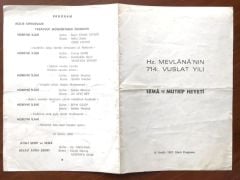 Hz. Mevlana'nın 714. vuslat yılı - Sema ve Mutrip heyeti 1987 / Program