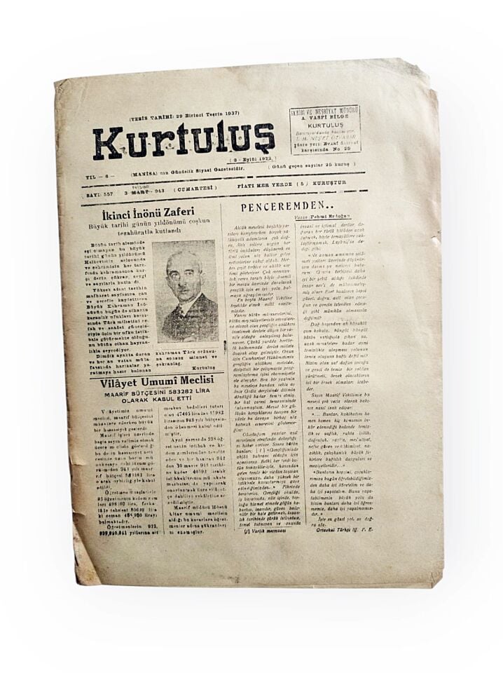 Manisa Kurtuluş Gazetesi - 30 Mart 1943