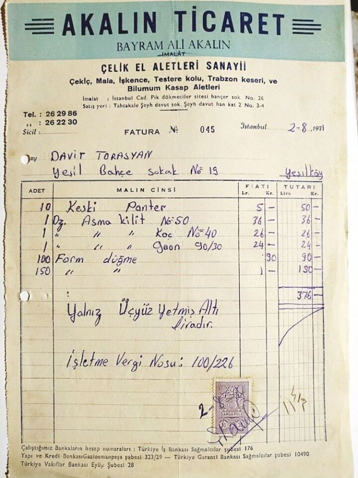 Akalın Ticaret Çelik el aletleri - Fatura(Kopya)