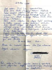 12 Eylül için yazılmış mektup