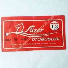 Süzer otobüsleri - Otobüs bileti Eski Otobüs biletleri Peron 13 - 2 - Efemera