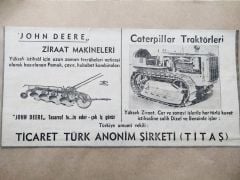Caterpillar Traktörleri, John Deere Ziraat Makineleri / Dergi reklamı - Efemera