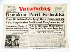 Demokrat Parti feshedildi, Adana, Vatandaş gazetesi, 30 Eylül 1960 - Efemera