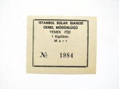 İstanbul Sular İdaresi Yemek fişi / Efemera