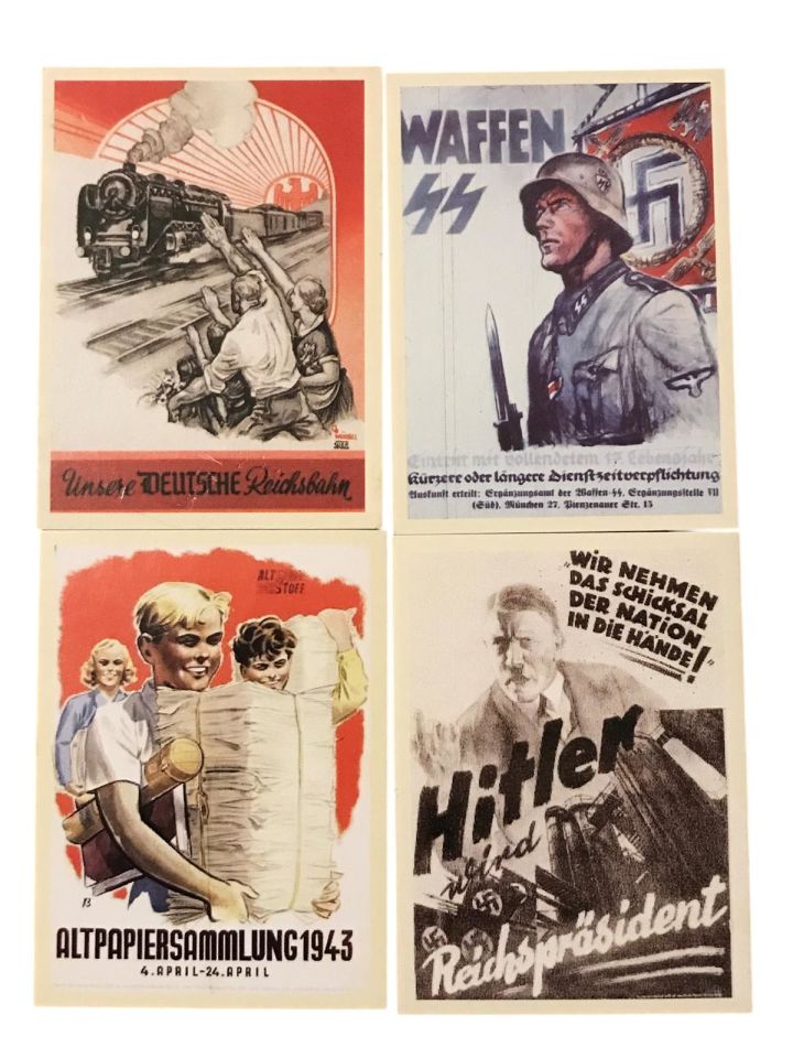 Hitler, Nazi propoganda kartları / 4 adet - Yakın dönem baskı (5-10 yıllık)