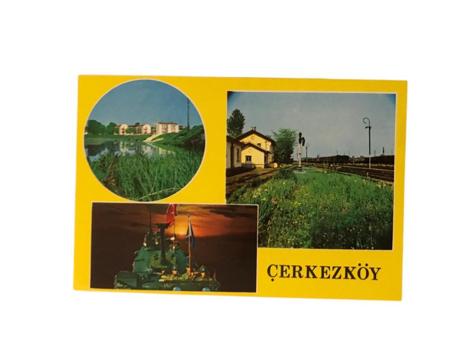 Çerkezköy / Parçalı kartpostal - 1970'li yıllara ait kartpostal / Arkası yazılı