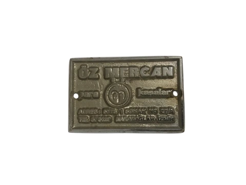 Öz Mercan Para kasaları İZMİR - Metal Plaka / 5,5x8,5