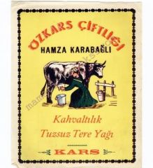 Özkars çiftliği Kahvaltılık tuzsuz tereyağı / Etiket Süt ve süt ürünleri 18x24 cm - Efemera