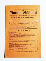 Le Monde Medical / De Medecine et de therapeutique 15 Janvier 1931 - Dergi