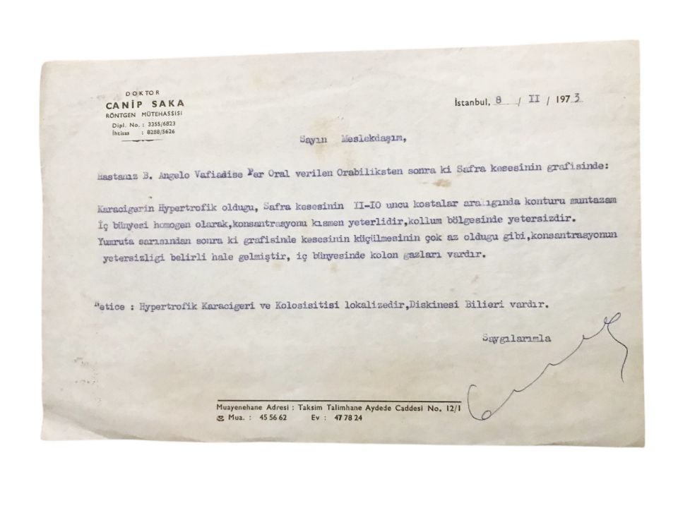 Doktor Canip SAKA - Hastalık teşhis raporu