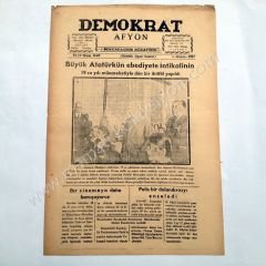 Demokrat Afyon gazetesi, 11 Kasım 1957 10 Kasım gazeteleri Afyon - Efemera