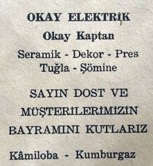 Okay Elektrik Kumburgaz / Dergi - gazete reklamları