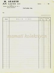 Ak Elektrik evi - Fatura - Efemera