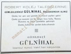 Robert Kolej talebelerine gömleklerinizi Gülnihal mağazasından alınız - Dergiden çıkma reklam - Efemera