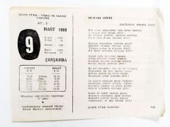 9 Mart 1960 - Takvim yaprağı