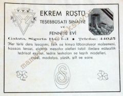 Ekrem Rüştü Teşebbüsati Sınaiye ve Fenniye evi - Dergiden çıkma reklam - Efemera