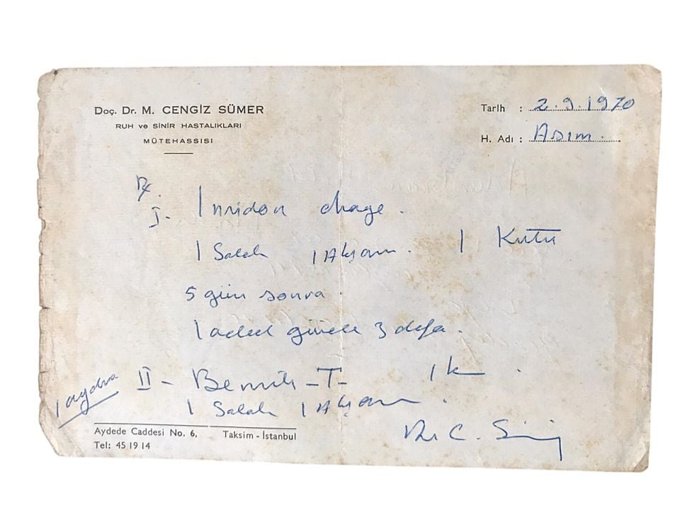 Doktor M. Cengiz SÜMER - Taksim Eczanesi, kaşeli reçete