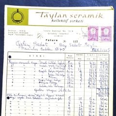 Taylan Seramik Kollektif şirketi / Fatura