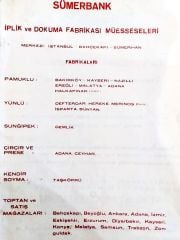 Sümerbank İplik ve Dokuma fabrikası müesseseleri  / Dergi, gazete reklamı - Efemera