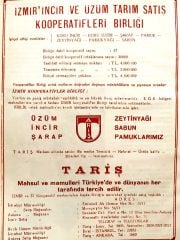 Tariş  İzmir incir ve üzüm tarım satış kooperatifleri birliği / Dergi, gazete reklamı - Efemera