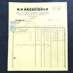 H. V. Keçecioğlu İnşaat ve fabrika levazımatı 1954 / Fatura