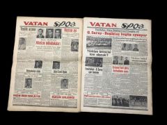 Galatasaray - Beşiktaş vs. Spor haberli, 2 adet Vatan gazetesi - 1947