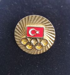 Türk bayrağı ve Olimpiyat amblemi - Olimpiyat Rozet