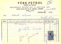 Türk Petrol Küçük Ali Garajı - Fatura - Efemera