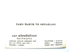 Yako BARUH ve Ortakları / Jan KÖPRÜLÜYAN  / Kartadres - Efemera