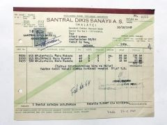 Santral Dikiş Sanayii A.Ş. - 1962 Tarihli Fatura