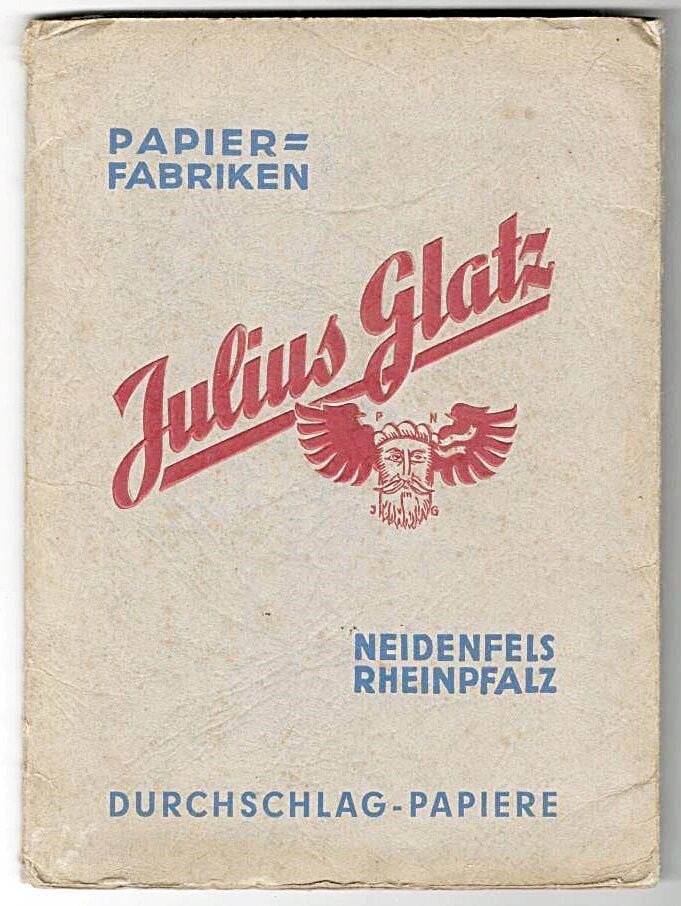 Julius Glatz Papierfabriken * 1900 başları yüze yakın kağıt örnekleri