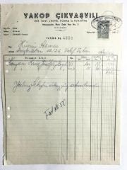Yakop ÇİKVAŞVİLİ - Her Nevi Lastik Kumaş / 1962 Tarihli Fatura