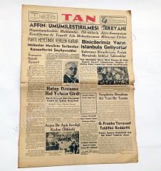 Tan gazetesi, 8 Haziran 1938 Hasan kolonyaları, Gramafon, Hatay meselesi - Efemera