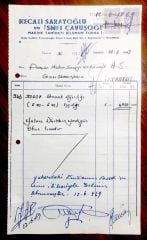 Necati SARAYOĞLU ve İsmet ÇAVUŞOĞLU - Makina Tamiratı / 1969 Tarihli Fatura