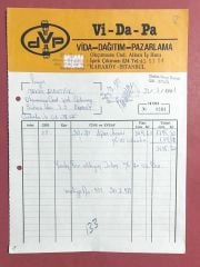 Vi - Da - Pa / Vida dağıtım pazarlama / Fatura