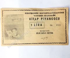 Eskişehir kütüphanelerine yardım derneği, kitap piyangosu 1959  Eski piyango - Efemera
