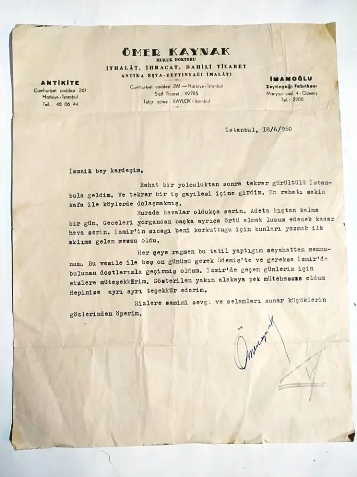 Ömer KAYNAK Hukuk Doktoru * Antika Eşya Zeytinyağı imalatı ÖDEMİŞ