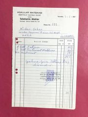 Adalılar Matbaası - Sabahattin ADALILAR / KASIMPAŞA - Fatura