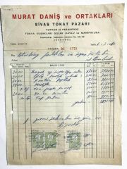 Murat DANİŞ ve Ortakları - Sivas Tokat Pazarı KAPALIÇARŞI - Fatura