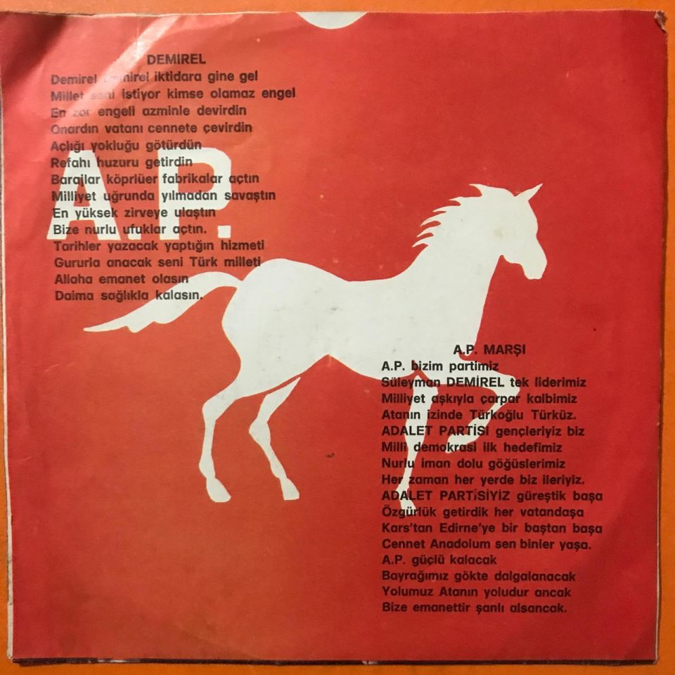 Ap marşı - Demirel / Yılmaz TÜRKOĞLU - Adalet partisi / 45 d. Plak