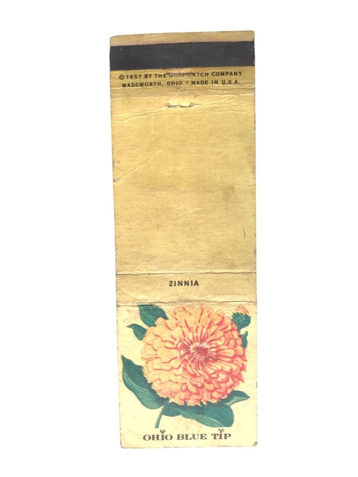1957 BY THE  ICH COMPANY USA - Zinnia *  OHIO BLUE TIP / Eski kibrit
