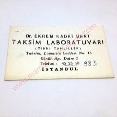 Taksim Laboratuvarı, Kartvizit Tıp Eczacılık Efemeraları - Efemera