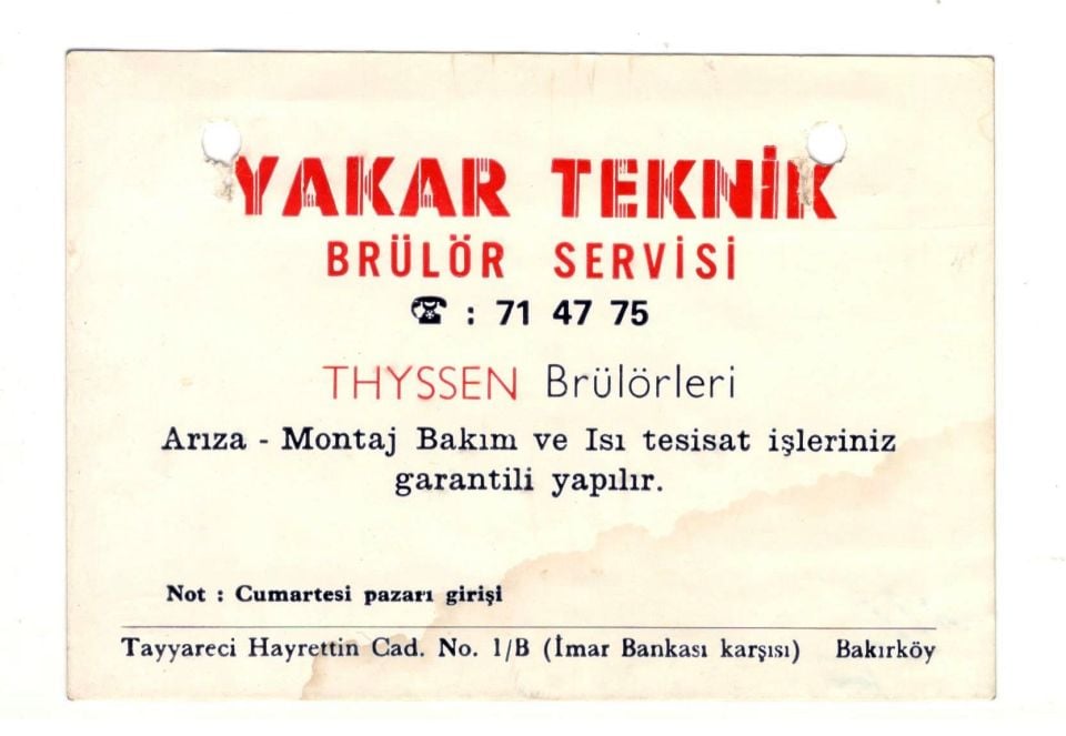 Yaşar Teknik Brülör servisi BAKIRKÖY - Kartadres